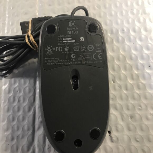 Logitech M100 USB Corded M-U0026 Scroll Wheel Optical Mouse - Picture 3 of 6